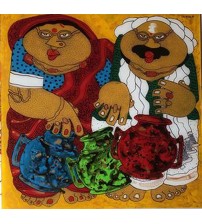 Baba Bibi Painting -5, Figurative Painting, Acrylic on Acrylic Sheet, Size: 24 X 24 Inches